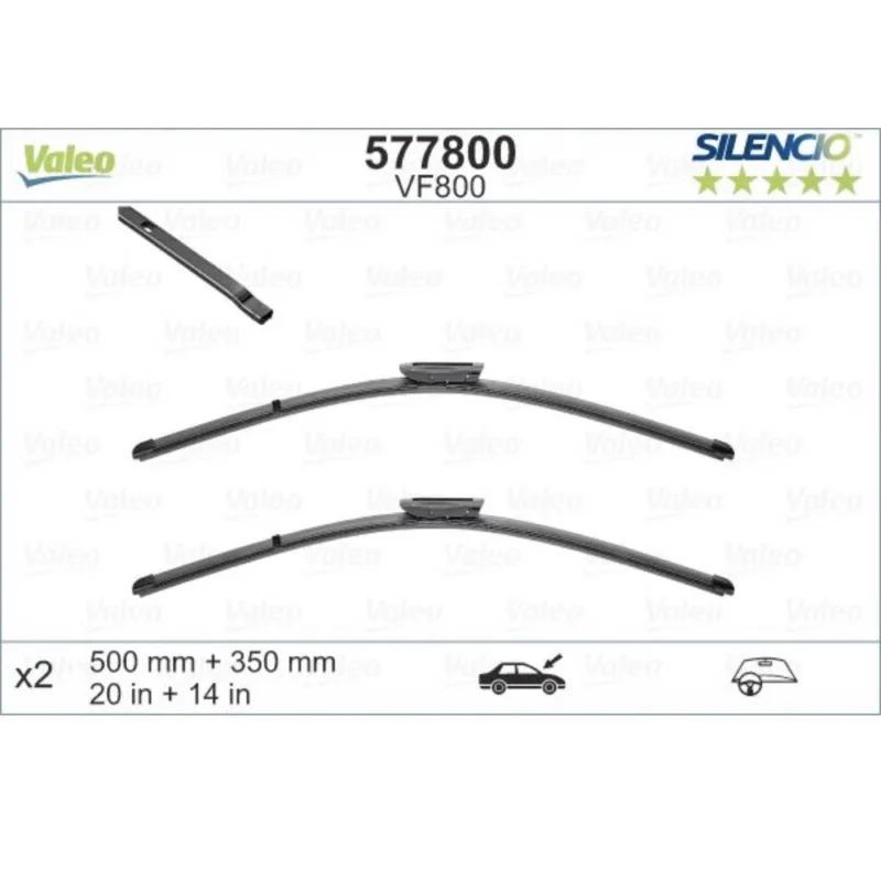 Pióra wycieraczek przód Valeo Silencio Flat do Smart Forfour hatchback W453 2014-2022 - 500 mm & 350 mm (2 szt) Taniej