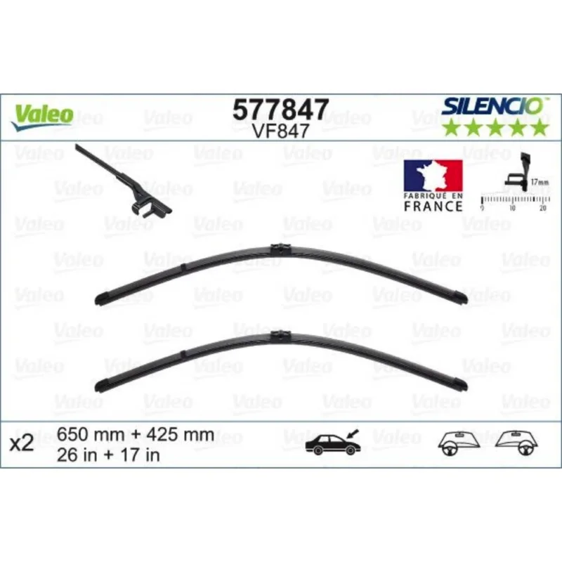 Pióra wycieraczek przód Valeo Silencio Flat do BMW Seria 6 F06 Gran Coupe 2011-2017 - 650 mm & 430 mm (2 szt) Szybka dostawa