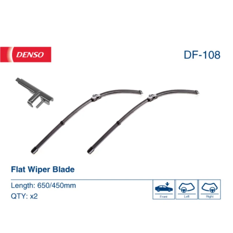 Pióra wycieraczek przód Denso Flat do BMW Seria 5 F10 | F18 sedan 2010-2017 - 650 mm & 450 mm (2 szt) Oferta limitowana