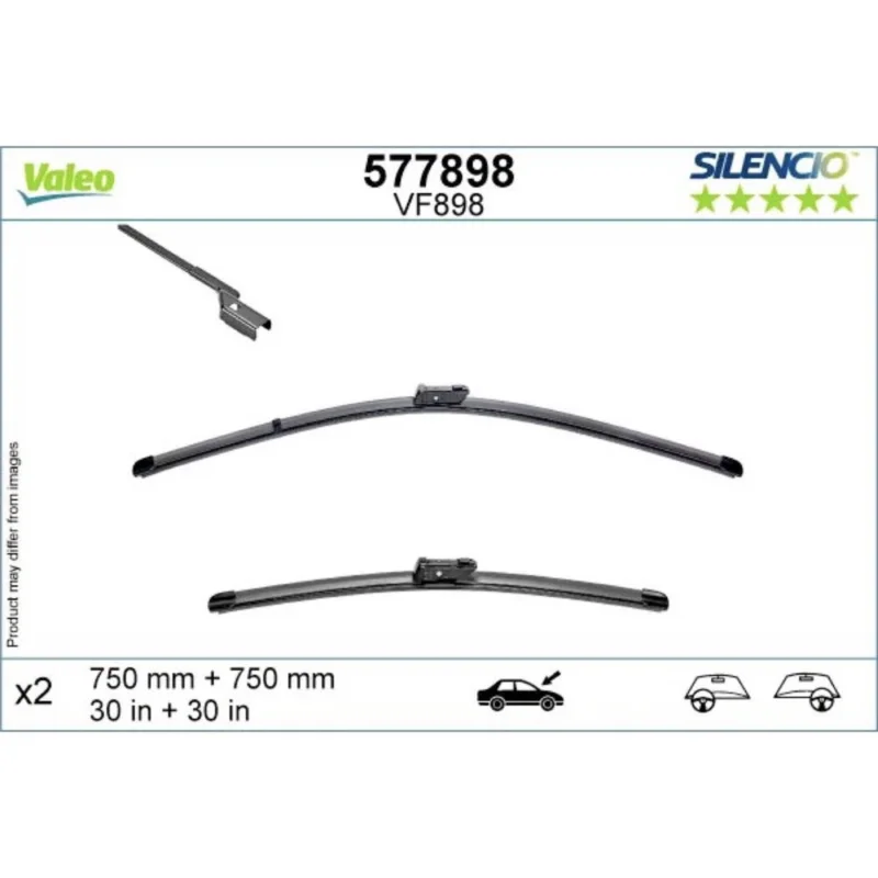 Wyprzedaż Pióra wycieraczek przód Valeo Silencio Flat do Cupra Born hatchback 2021- - 750 mm & 750 mm (2 szt)