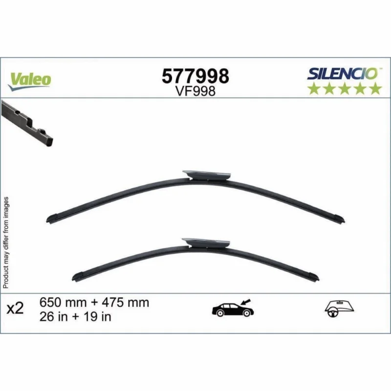Pióra wycieraczek przód Valeo Silencio Flat do Audi A3 e-tron 8VA Sportback hatchback 2020- - 650 mm & 475 mm (2 szt) Kup teraz