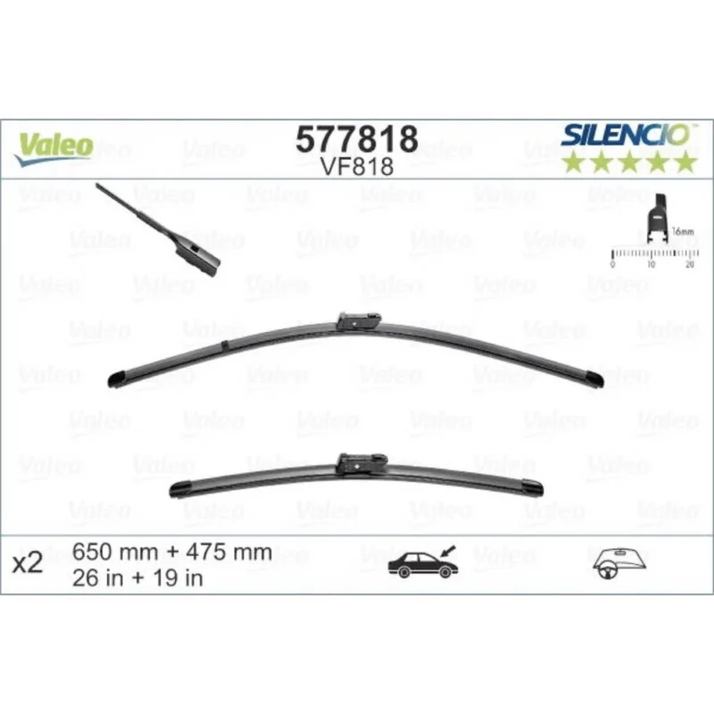 Zamów teraz Pióra wycieraczek przód Valeo Silencio Flat do VW Passat Variant B9 kombi 2023- - 650 mm & 475 mm (2 szt)