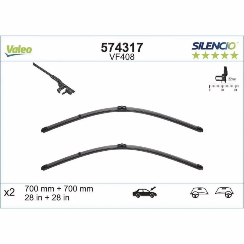 Bezpieczna płatność Pióra wycieraczek przód Valeo Silencio Flat do VW Golf Plus hatchback 01.2009-02.2014 2009-2014 - 700 mm & 700 mm (2 szt)