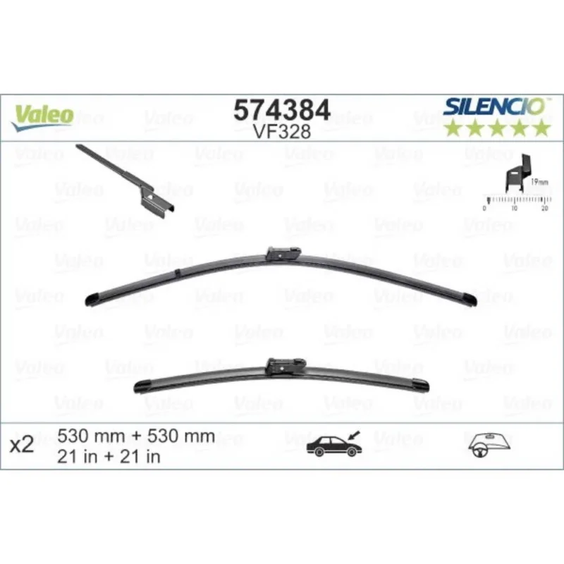 Pióra wycieraczek przód Valeo Silencio Flat do Skoda Roomster hatchback 05.2013-05.2015 2013-2015 - 530 mm & 520 mm (2 szt) Bezpieczne zakupy