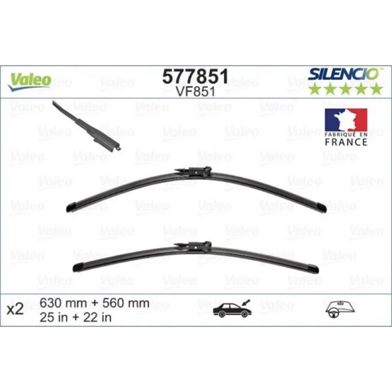 Pióra wycieraczek przód Valeo Silencio Flat do Mercedes Klasa S C217 coupe 2013-2020 - 630 mm & 560 mm (2 szt) Bestseller