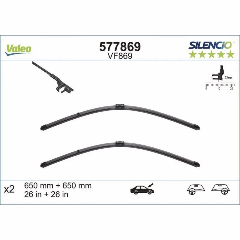 Pióra wycieraczek przód Valeo Silencio Flat do Mercedes Klasa S W221 sedan 2005-2013 - 680 mm & 680 mm (2 szt) Dodaj do koszyka