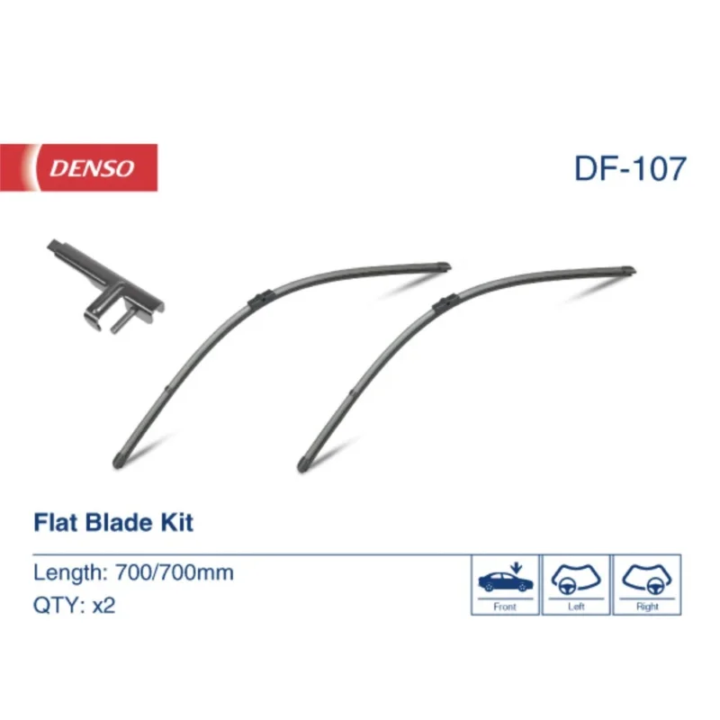 Dodaj do koszyka Pióra wycieraczek przód Denso Flat do SEAT Alhambra 2 MPV 7V9 polaczenie boczne 2001-2010 - 700 mm & 700 mm (2 szt)