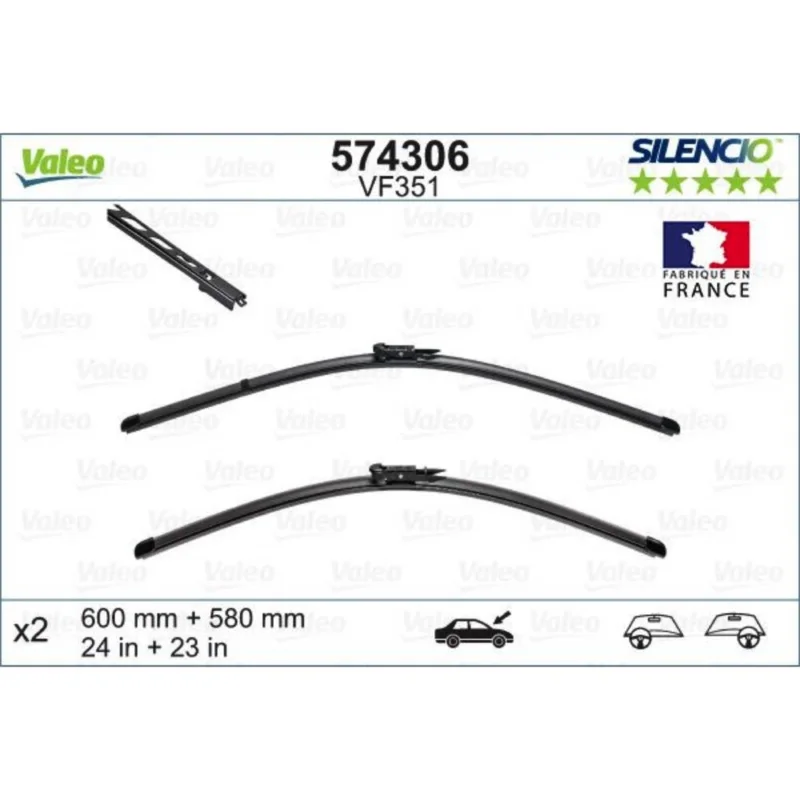Najlepsza cena Pióra wycieraczek przód Valeo Silencio Flat do BMW Seria 5 E61 Touring kombi 2003-2010 - 600 mm & 580 mm (2 szt)