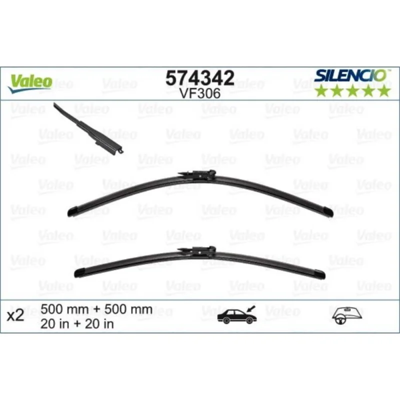 Pióra wycieraczek przód Valeo Silencio Flat do BMW Seria 1 E81 | E87 hatchback 2004-2011 - 500 mm & 500 mm (2 szt) Promocja