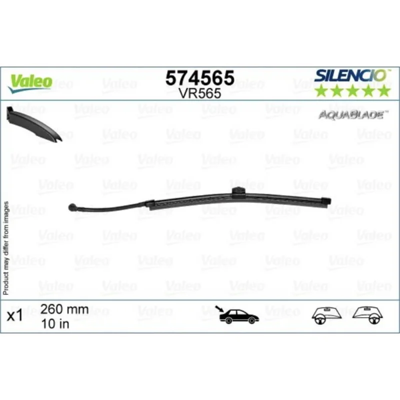 Łatwy zwrot Wycieraczka na tyl Valeo Silencio Rear do Volvo V60 2 kombi ze zintegrowanym spryskiwaczem 2018- - 260 mm (1 szt)