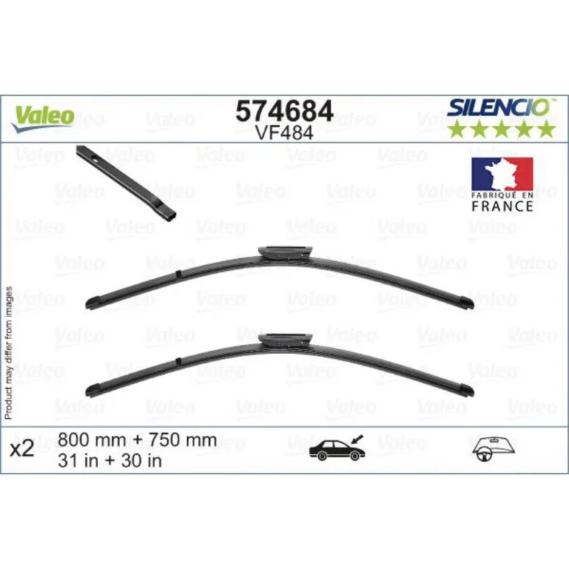 Oferta Pióra wycieraczek przód Valeo Silencio Flat do Citroen C4 Grand Picasso 1 B58 minivan 04.2008-08.2013 polaczenie bayonet 2008-2013 - 800 mm & 750 mm (2 szt)