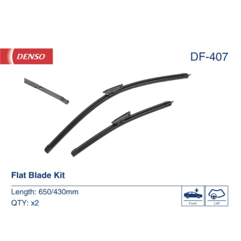 Tylko dziś Pióra wycieraczek przód Denso Flat do Citroen C4 Cactus hatchback z opryskiwaczem 2014-2018 - 650 mm & 430 mm (2 szt)