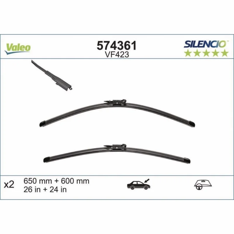 Pióra wycieraczek przód Valeo Silencio Flat do SEAT Leon 2 hatchback 1P1 07.2005-02.2009 metalowa tylna wycieraczka 2005-2009 - 650 mm & 600 mm (2 szt) Darmowy zwrot