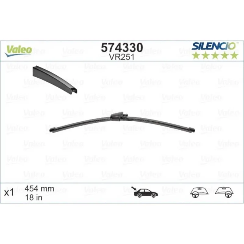 Popularny Wycieraczka na tyl Valeo Silencio Rear do VW Multivan T6 2 drzwi z tylu 2015- - 454 mm (1 szt)
