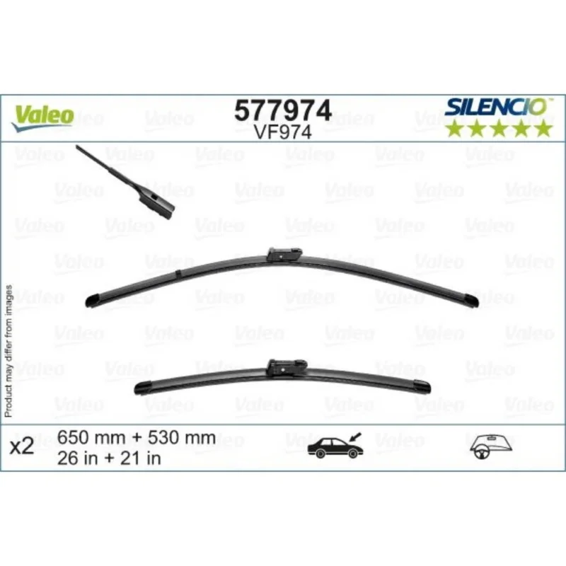 Najlepsza cena Pióra wycieraczek przód Valeo Silencio Flat do Audi A6 C7 sedan 2011-2018 - 650 mm & 530 mm (2 szt)