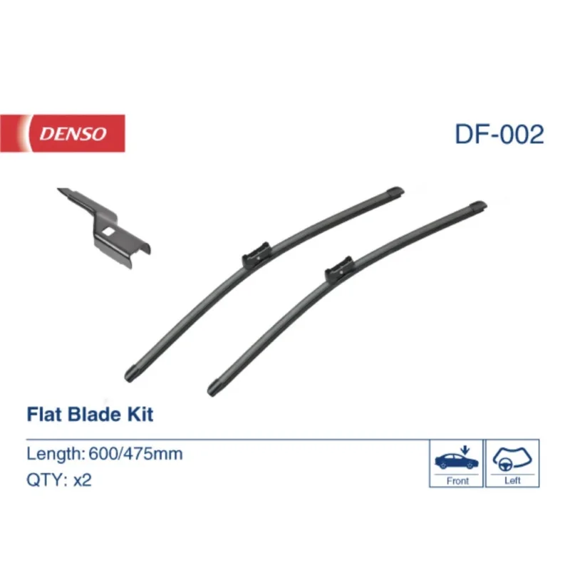 Pióra wycieraczek przód Denso Flat do VW Caddy III 3 Van 05.2015-05.2017 2 drzwi z tylu | metalowa wycieraczka tylna 2015-2017 - 600 mm & 475 mm (2 szt) Bezpieczna płatność