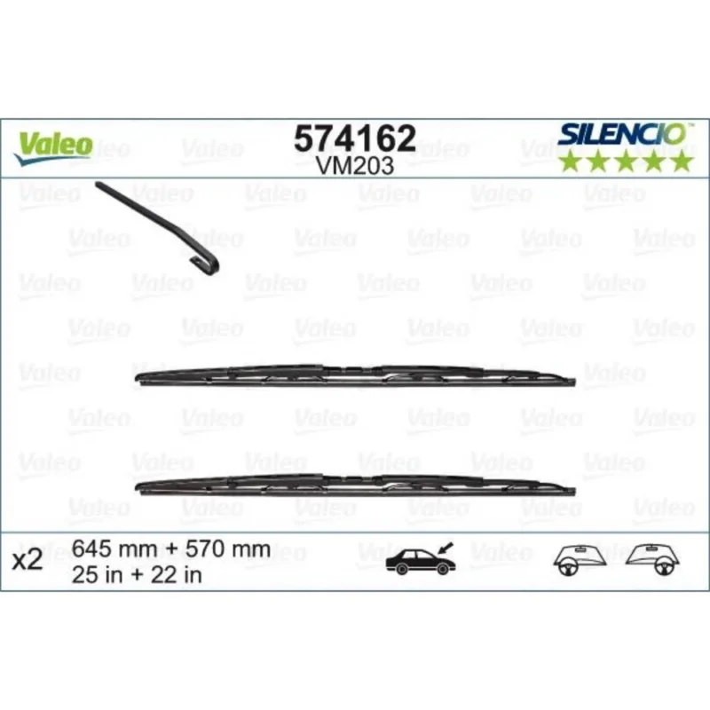 Nowy Pióra wycieraczek przód Valeo Silencio Convertional do BMW Seria 5 E39 Touring kombi 1995-2004 - 645 mm & 570 mm (2 szt)