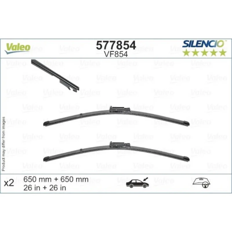 Pióra wycieraczek przód Valeo Silencio Flat do SEAT Toledo 3 MPV 5P2 2004-2009 - 650 mm & 650 mm (2 szt) Premium