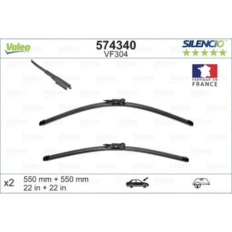 Tani Pióra wycieraczek przód Valeo Silencio Flat do Mercedes Klasa SLK R171 coupe 2004-2011 - 550 mm & 550 mm (2 szt)